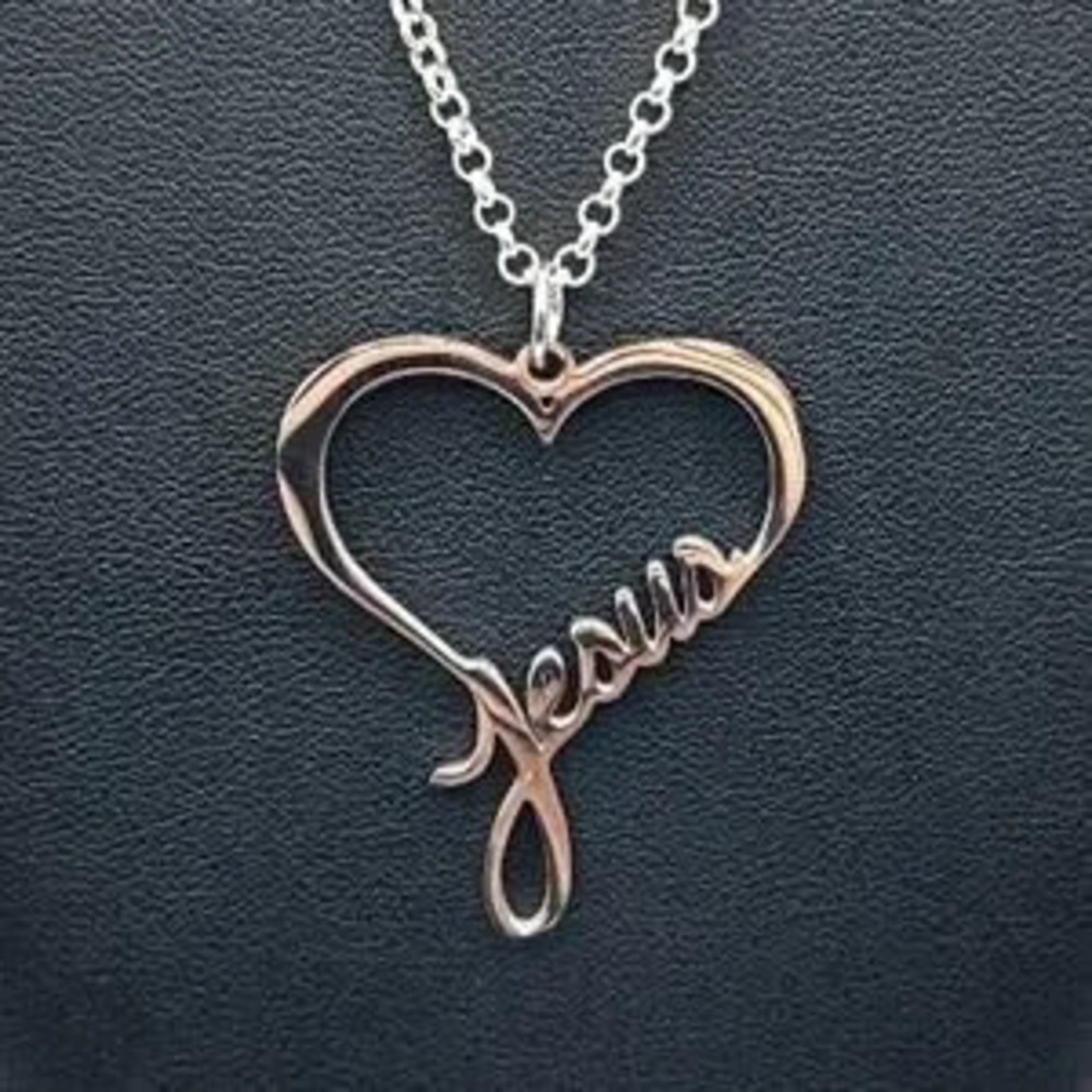 925 Silver Necklace W/ Jesus Heart Christian Faith Pendant Birthday Gift NEW